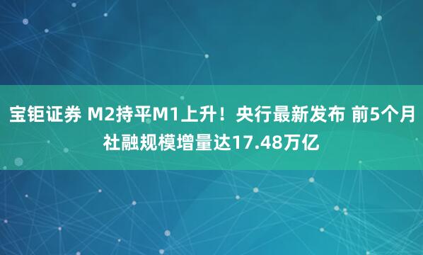 宝钜证券 M2持平M1上升！央行最新发布 前5个月社融规模增量达17.48万亿